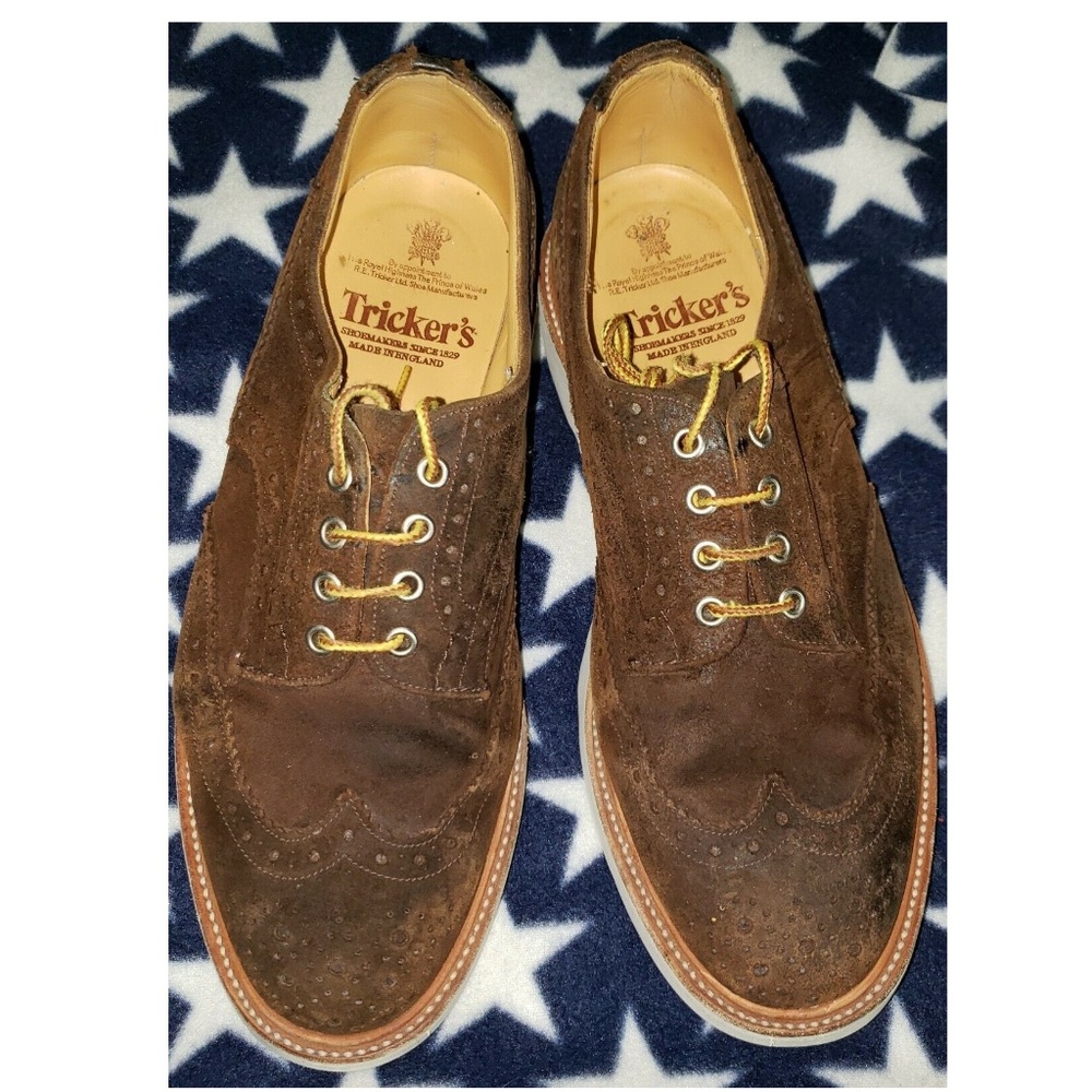 Trickers of England Brown Suede Brogue Shoes 9.5